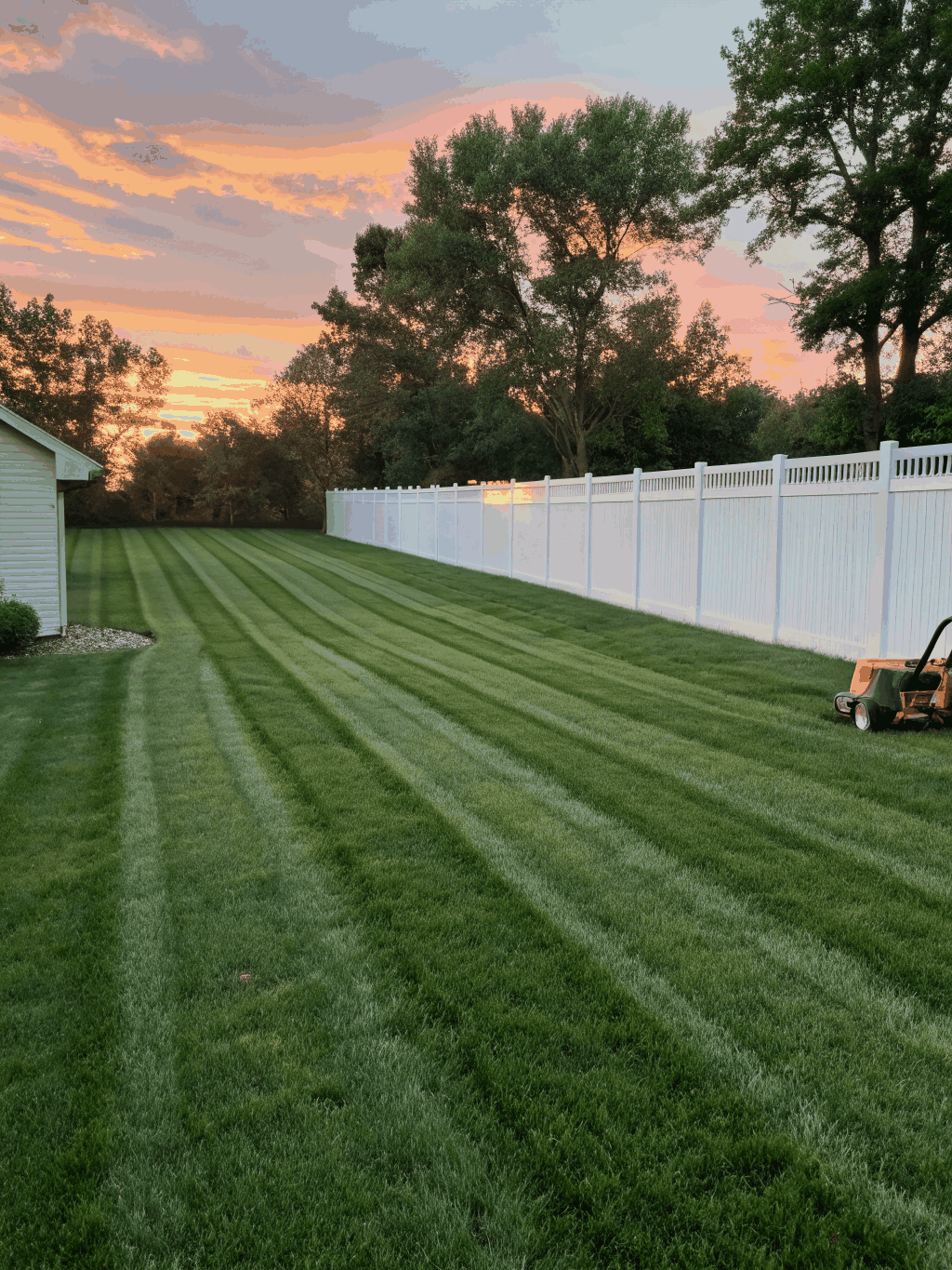 Perfectly mowed lawn with clean stripes